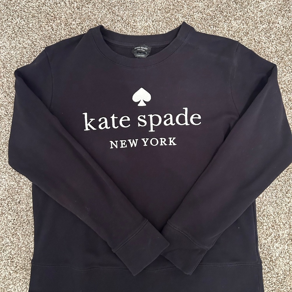kate spade black crewneck sweater with white logo